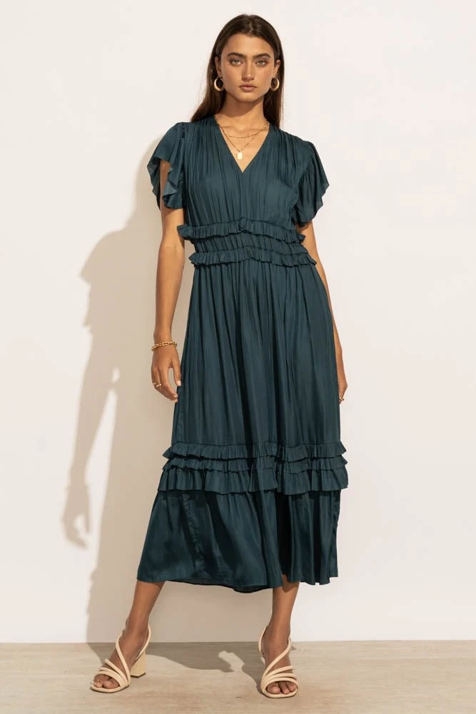 Willa Ruffle Dress In Teal - Image 2