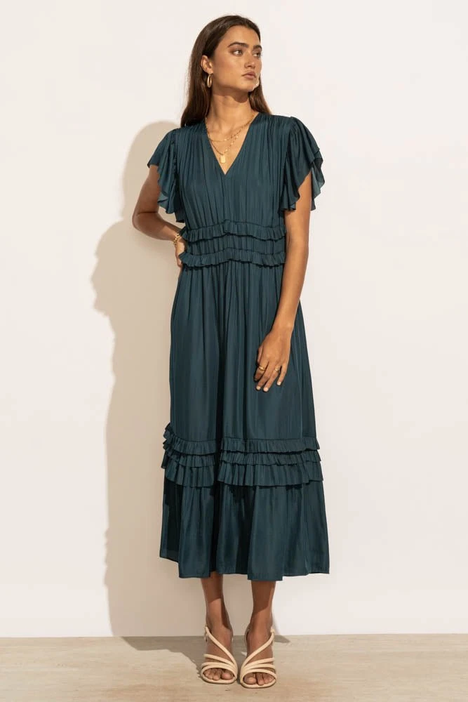 Willa Ruffle Dress In Teal - Image 6