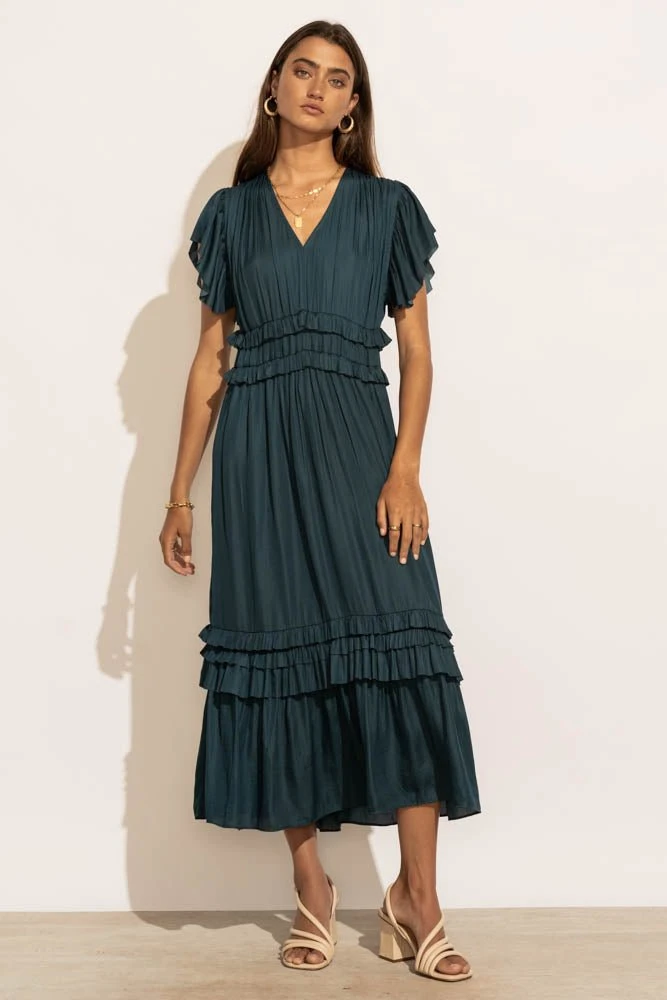 Willa Ruffle Dress In Teal - Image 3
