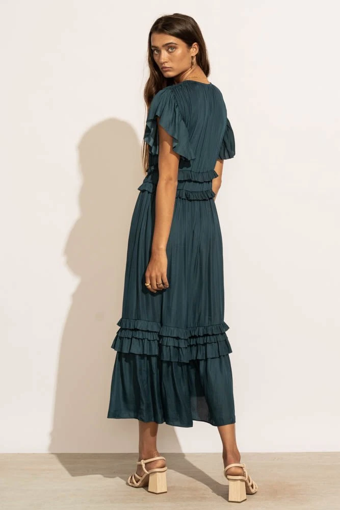 Willa Ruffle Dress In Teal - Image 4