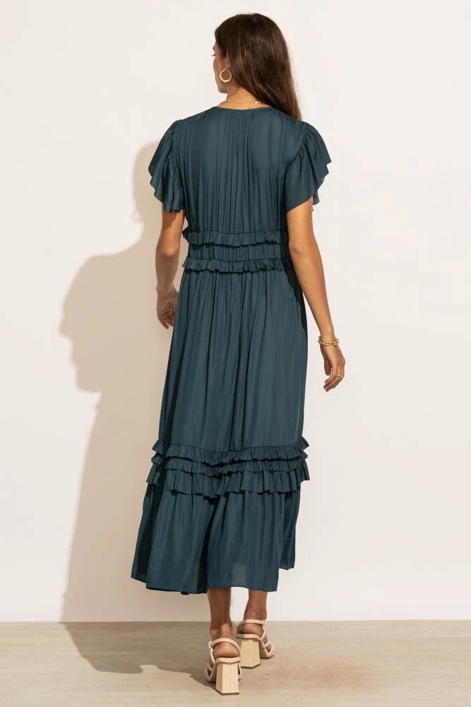 Willa Ruffle Dress In Teal - Image 7