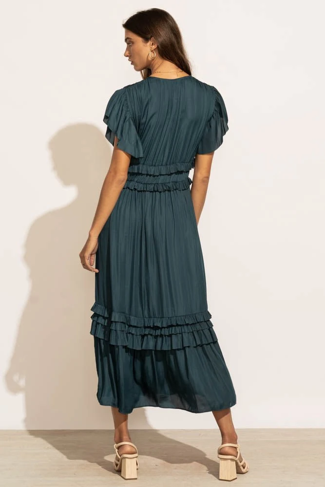 Willa Ruffle Dress In Teal - Image 8
