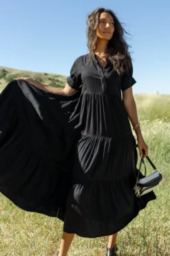 Amanda Tiered Dress In Black