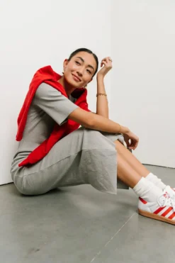 Lori Ribbed Dress In Grey