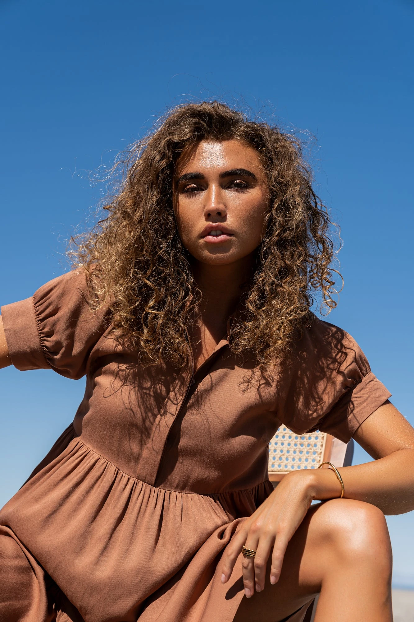 Amanda Tiered Dress In Camel - Image 5