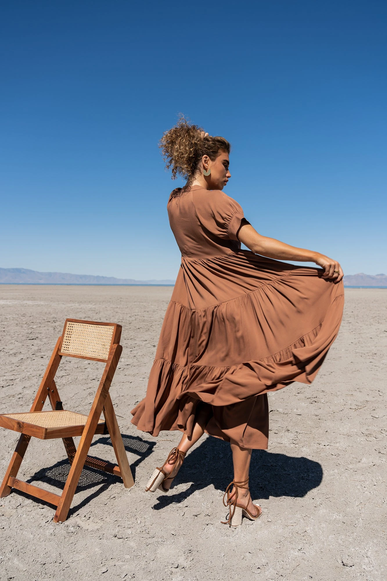 Amanda Tiered Dress In Camel - Image 4
