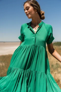 Amanda Tiered Dress In Green