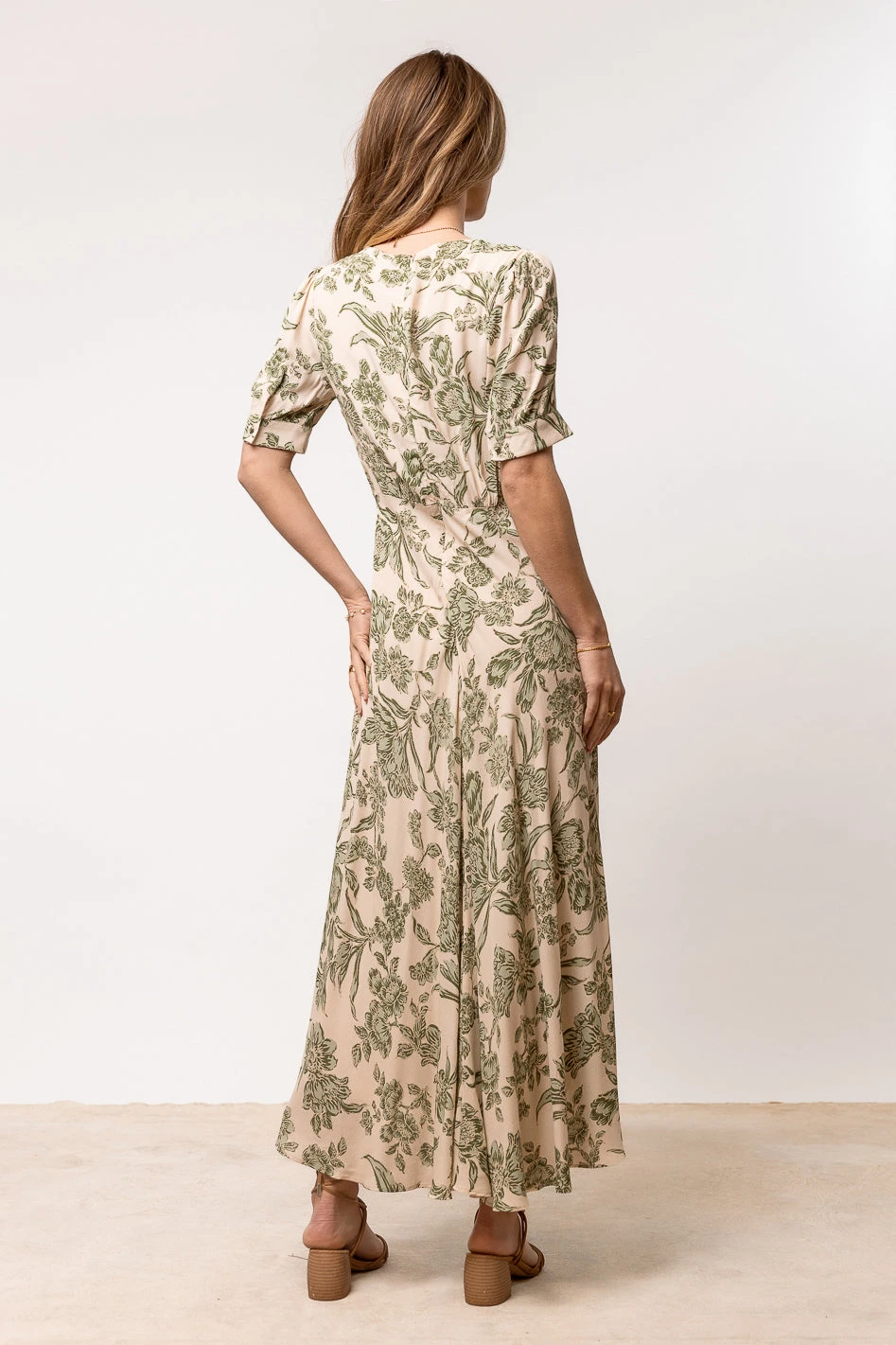 Lia Floral Midi Dress In Sage - Image 3
